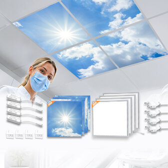 LED-wolkenplafond / Fotoplafond 4 panelen inbouw 60x60