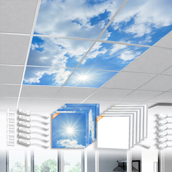 LED-wolkenplafond / Fotoplafond 6 panelen inbouw 60x60