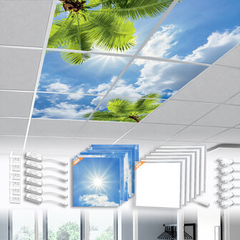 LED-wolkenplafond / Fotoplafond 6 panelen inbouw 60x60