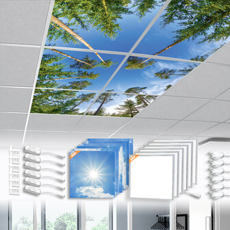 LED-wolkenplafond / Fotoplafond 6 panelen inbouw 60x60