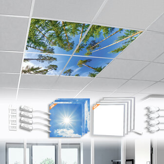 LED-wolkenplafond / Fotoplafond 4 panelen inbouw 60x60