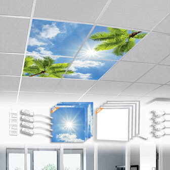 LED-wolkenplafond / Fotoplafond 4 panelen inbouw 60x60