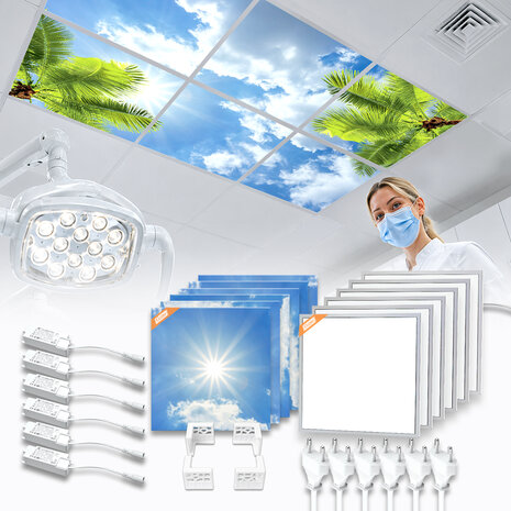 LED-wolkenplafond / Fotoplafond 6 panelen inbouw 60x60