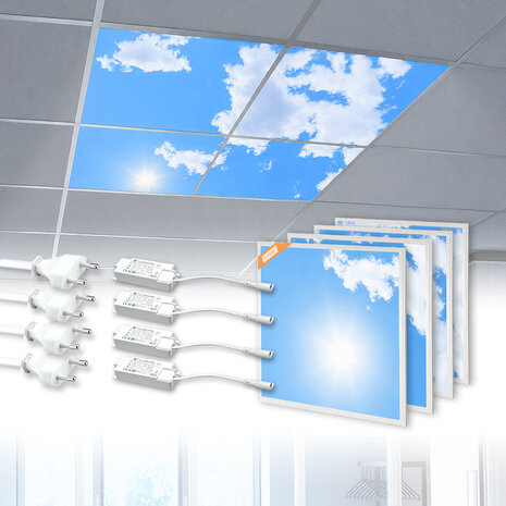 Basic LED-wolkenplafond 60x60 cm 4 panelen