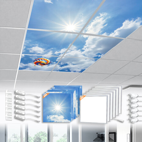 LED-wolkenplafond / Fotoplafond 6 panelen inbouw 60x60